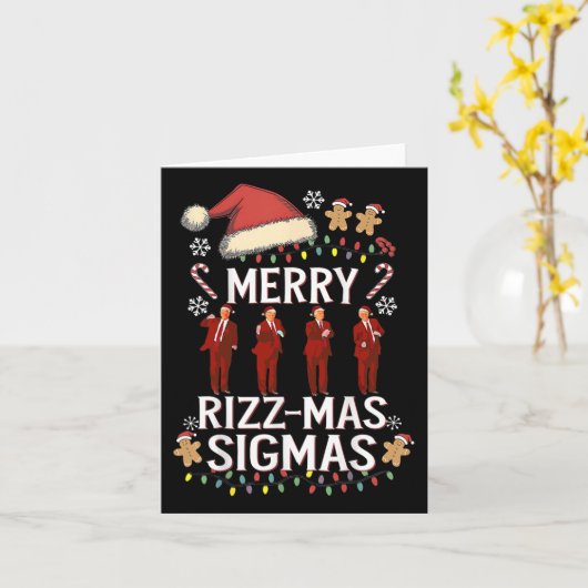 Merry Rizz Mas Sigmas Gen Alpha Trump Christmas PJ Kaart (Gele Bloem)