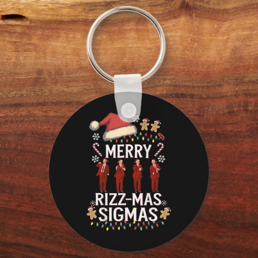 Merry Rizz Mas Sigmas Gen Alpha Trump Christmas PJ Sleutelhanger (Voorkant)