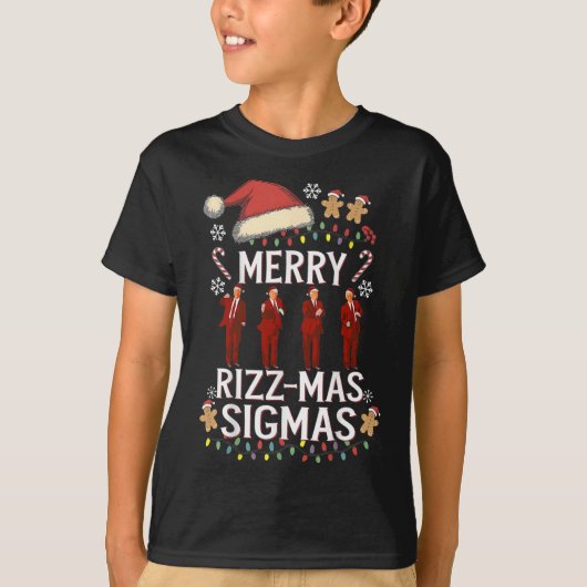Merry Rizz Mas Sigmas Gen Alpha Trump Christmas PJ T-shirt (Voorkant)