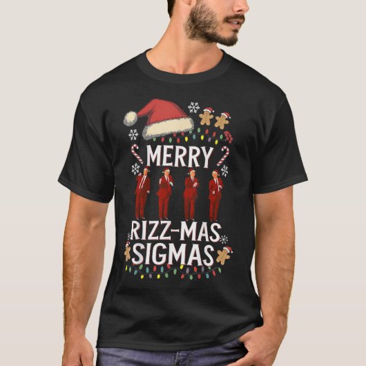 Merry Rizz Mas Sigmas Gen Alpha Trump Christmas PJ T-shirt (Voorkant)