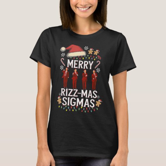 Merry Rizz Mas Sigmas Gen Alpha Trump Christmas PJ T-shirt (Voorkant)