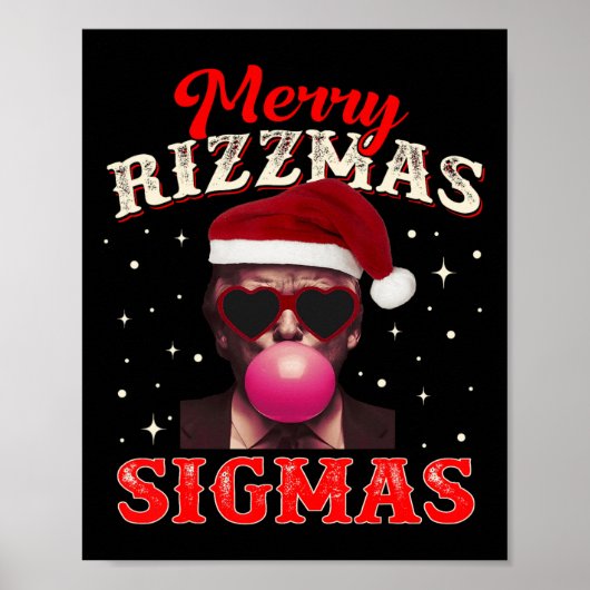 Merry Rizz Mas Sigmas Gen Alpha Trump Santa Christ Poster (Voorkant)
