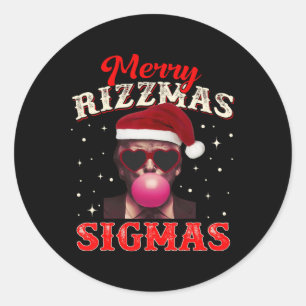 Merry Rizz Mas Sigmas Gen Alpha Trump Santa Christ Ronde Sticker