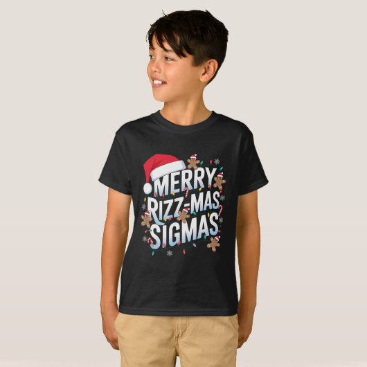 Merry Rizz Mas Sigmas Grappige Alpha Kerstman T-shirt (Voorkant volledig)