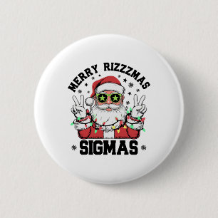 Merry Rizz Mas Sigmas Grappige Kerstman Kerstmis Ronde Button 5,7 Cm