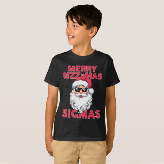 Merry Rizz Mas Sigmas Grappige Kerstman Kerstmis T-shirt (Voorkant volledig)