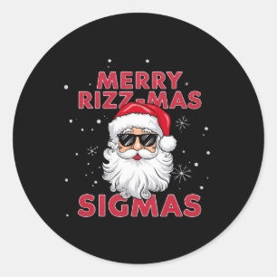 Merry Rizz Mas Sigmas Santa Christmas Ronde Sticker