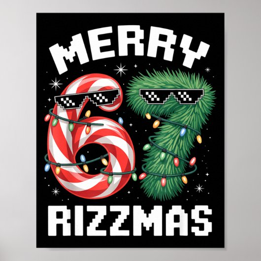 Merry Rizzmas 67 Candy Cane Tree Sungles Funny Poster (Voorkant)