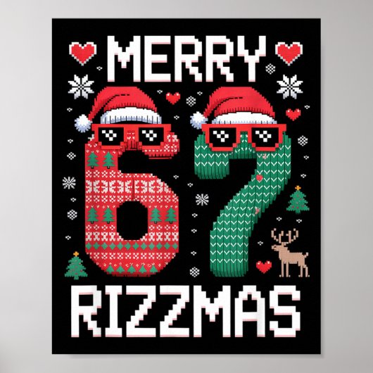 Merry Rizzmas 67 Knitted Sweater Sungles Funny  Poster (Voorkant)