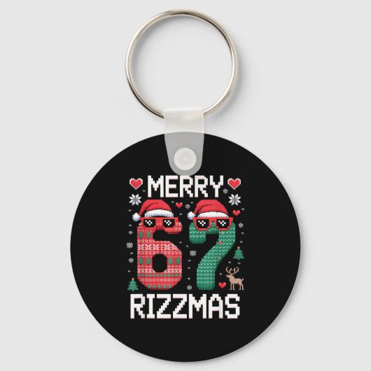 Merry Rizzmas 67 Knitted Sweater Sungles Funny  Sleutelhanger (Voorkant)