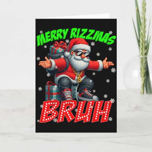 Merry Rizzmas Bruh Graphic Santa Pjs Christmas Xma Kaart (Voorkant)