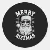 Merry Rizzmas Funny Christmas Santa Claus Happy Ch Ronde Sticker (Voorkant)