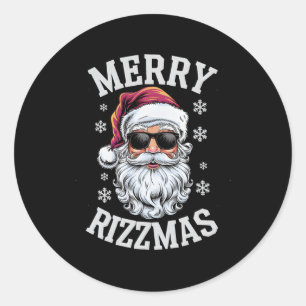 Merry Rizzmas Grappige Kerstman Gelukkig Ch Ronde Sticker