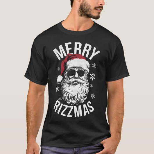 Merry Rizzmas Grappige Kerstman Gelukkig T-shirt (Voorkant)