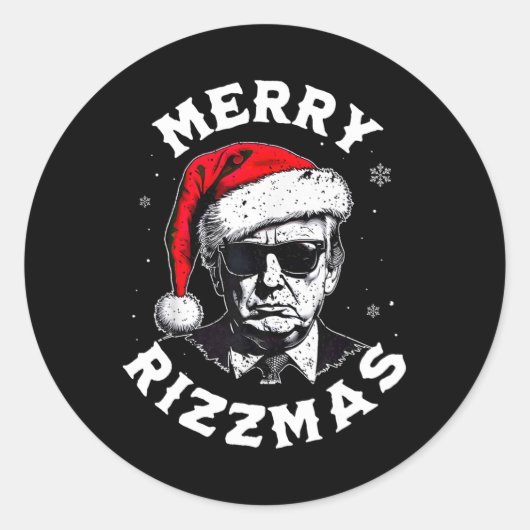 Merry Rizzmas Kerst Grappig Trump Sinterklaas Xm Ronde Sticker (Voorkant)