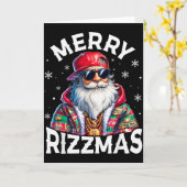 Merry Rizzmas Santa Sungles Pajamas Holiday Christ Kaart (Gele Bloem)
