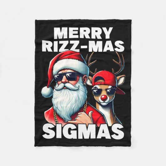 Merry Rizzmas Sigmas Gen Alpha Funny Christmas San Fleece Deken (Voorkant)