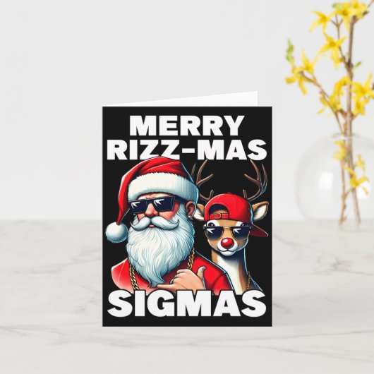 Merry Rizzmas Sigmas Gen Alpha Funny Christmas San Kaart (Gele Bloem)