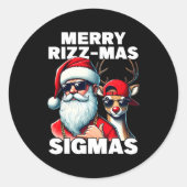 Merry Rizzmas Sigmas Gen Alpha Funny Christmas San Ronde Sticker (Voorkant)