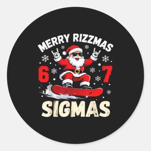 Merry Rizzmas Sigmas Santa 67 Six Seven Ronde Sticker (Voorkant)