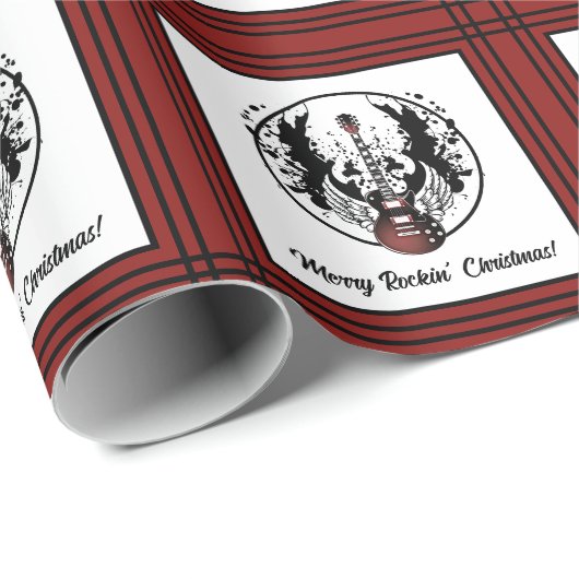 Merry Rockin Christmas Guitar Rock & Roll Musician Cadeaupapier (Rol Hoek)