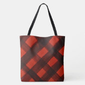 MERRY Rood Zwart Plaid Tartan Kerstvakantie Tote Bag (Achterkant)