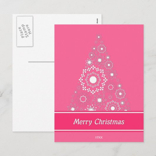 Merry Roze kerstBriefkaart Feestdagenkaart (Voorkant / Achterkant)