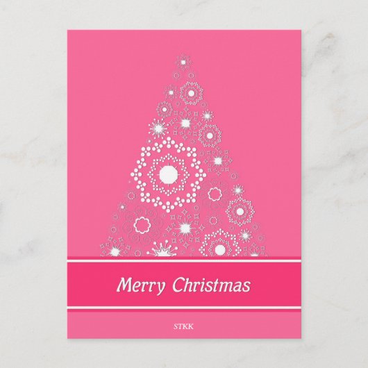 Merry Roze kerstBriefkaart Feestdagenkaart (Voorkant)