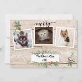 Merry! Rustic Barnwood Three Photo Holiday (Voorkant)