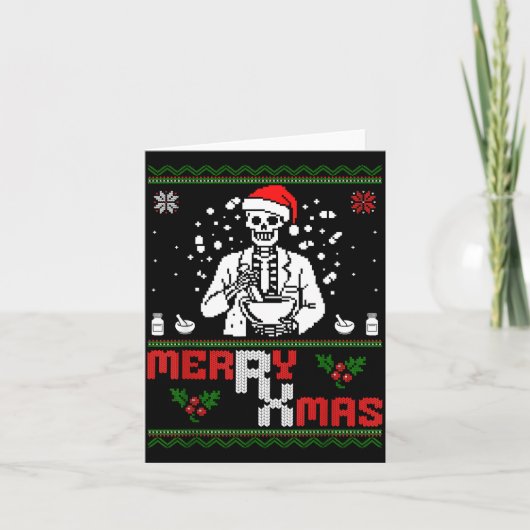 Merry Rx Mas Skeleton Pharmacist Pharmacy Tech Ugl Kaart (Voorkant)
