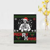 Merry Rx Mas Skeleton Pharmacist Pharmacy Tech Ugl Kaart (Gele Bloem)
