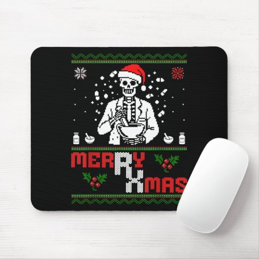 Merry Rx Mas Skeleton Pharmacist Pharmacy Tech Ugl Muismat (Met muis)