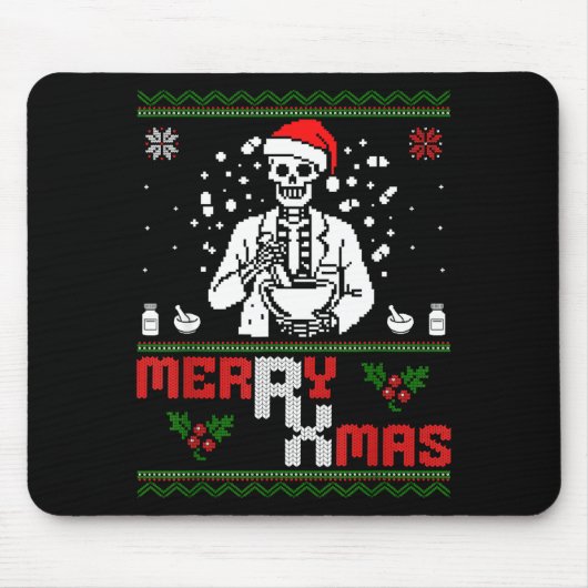 Merry Rx Mas Skeleton Pharmacist Pharmacy Tech Ugl Muismat (Voorkant)