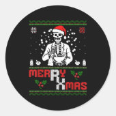 Merry Rx Mas Skeleton Pharmacist Pharmacy Tech Ugl Ronde Sticker (Voorkant)