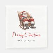 Merry Santa Claus Custom Editable Christmas Napkin Servet (Voorkant)