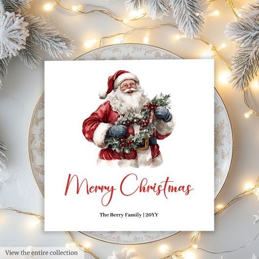 Merry Santa Claus Custom Editable Christmas Napkin Servet