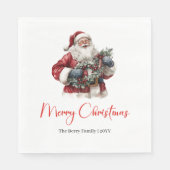 Merry Santa Claus Custom Editable Christmas Napkin Servet (Voorkant)