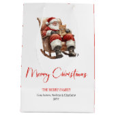 Merry Santa Claus Custom Editable Christmas Wrapp Medium Cadeauzakje (Achterkant)