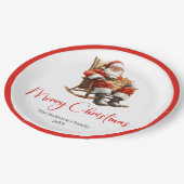 Merry Santa Claus Custom Name Editable Party Plate Papieren Bordje (Gekanteld)