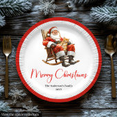 Merry Santa Claus Custom Name Editable Party Plate Papieren Bordje