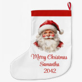 Merry Santa Claus Custom Name Editable Stocking Grote Kerstsok (Achterkant)