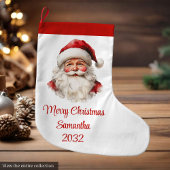 Merry Santa Claus Custom Name Editable Stocking Grote Kerstsok