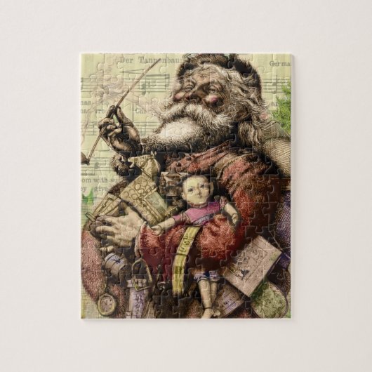 Merry Santa Claus en de kerstboom Legpuzzel (Verticaal)