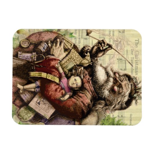 Merry Santa Claus en de kerstboom Magneet (Horizontaal)