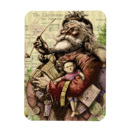 Merry Santa Claus en de kerstboom Magneet (Verticaal)