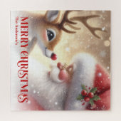 Merry Santa Claus Rudolph Personalized Kids Gift Legpuzzel (Horizontaal)