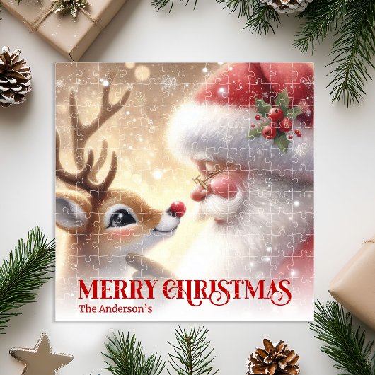 Merry Santa Claus Rudolph Personalized Kids Gift Legpuzzel