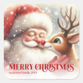 Merry Santa Claus Rudolph Personalized Kids Gift   Vierkante Sticker (Voorkant)