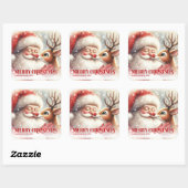 Merry Santa Claus Rudolph Personalized Kids Gift   Vierkante Sticker (Vel)