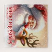 Merry Santa Claus Rudolph Personalized Kids Holida Legpuzzel (Horizontaal)